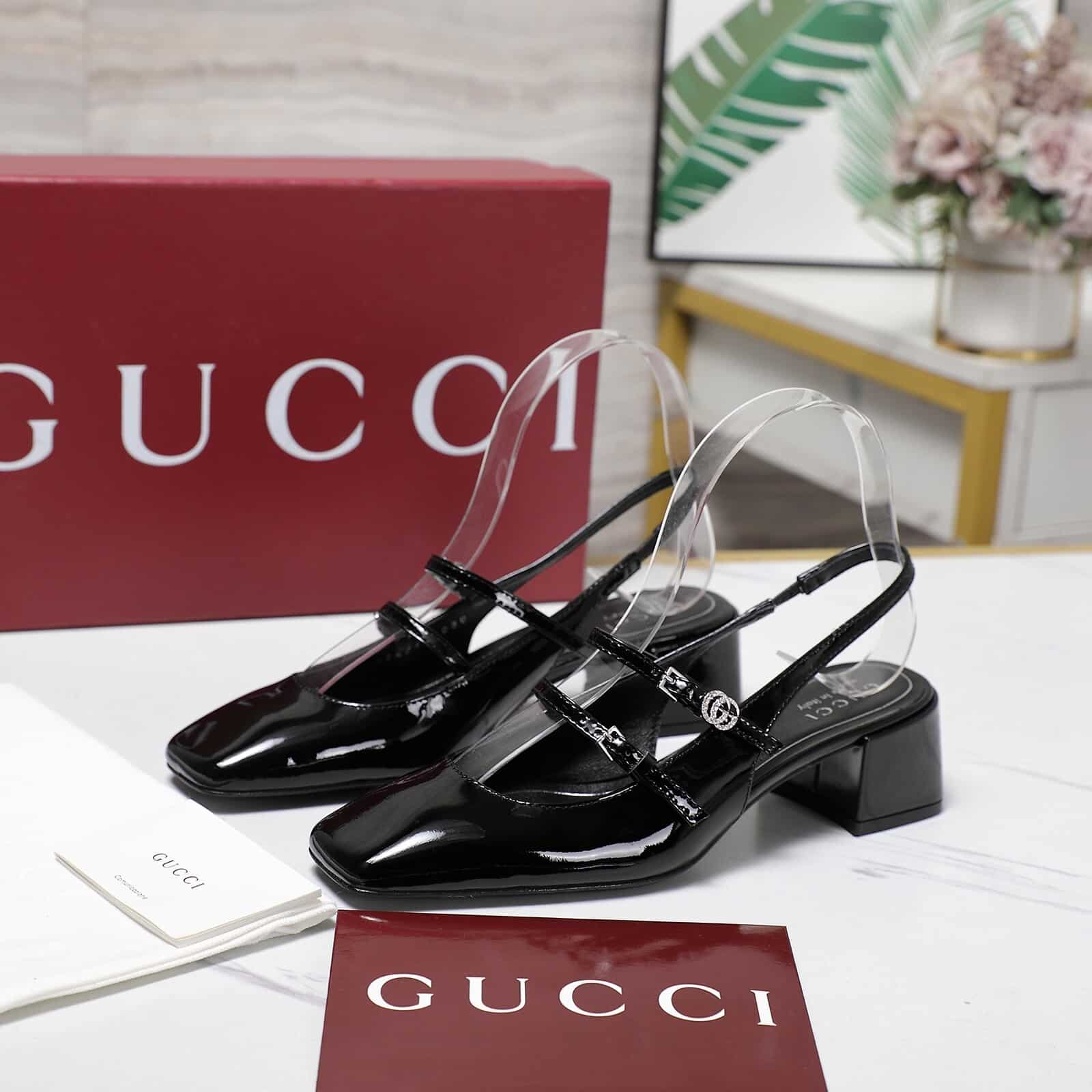 Gucci Women Pump With Double G Black Leather 832474 Bnc80 1000