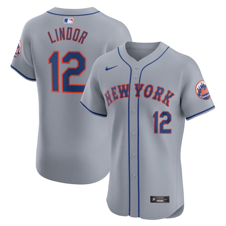 Francisco Lindor New York Mets Road Elite Player Jersey Gray