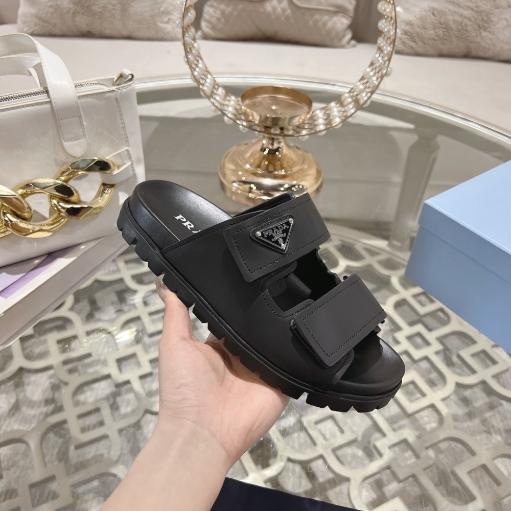Prada Leather Strap Sandals Black 2X3129 3Lem F0002