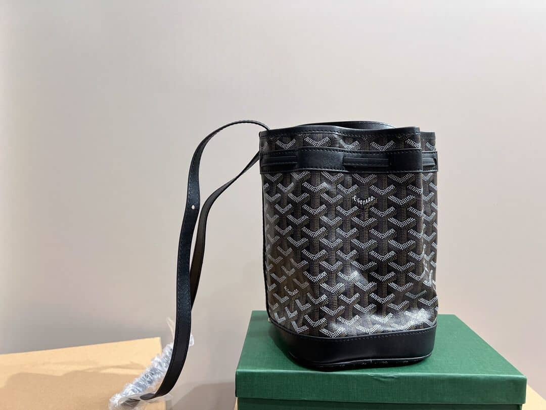 GOYARD GOYARDINE PETIT FLOT BUCKET BAG BLACK 23CM