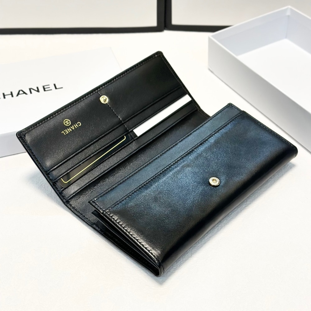 Chanel Long Wallet Black 19Cm