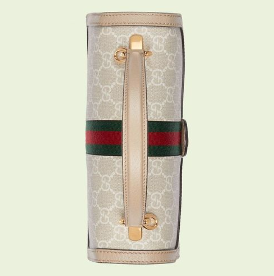 Gucci Ophidia Medium Top Handle Bag Gg Supreme Beige And White 25Cm 651055 Uulag 9682