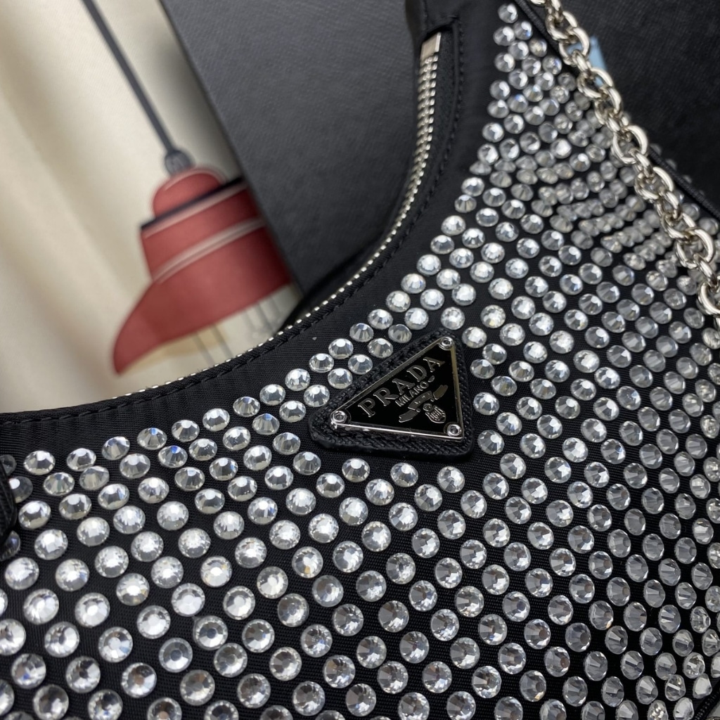 Prada Re Edition 2005 Satin Bag With Crystals 23Cm 1BH204 2AWL F0T7O V V9L