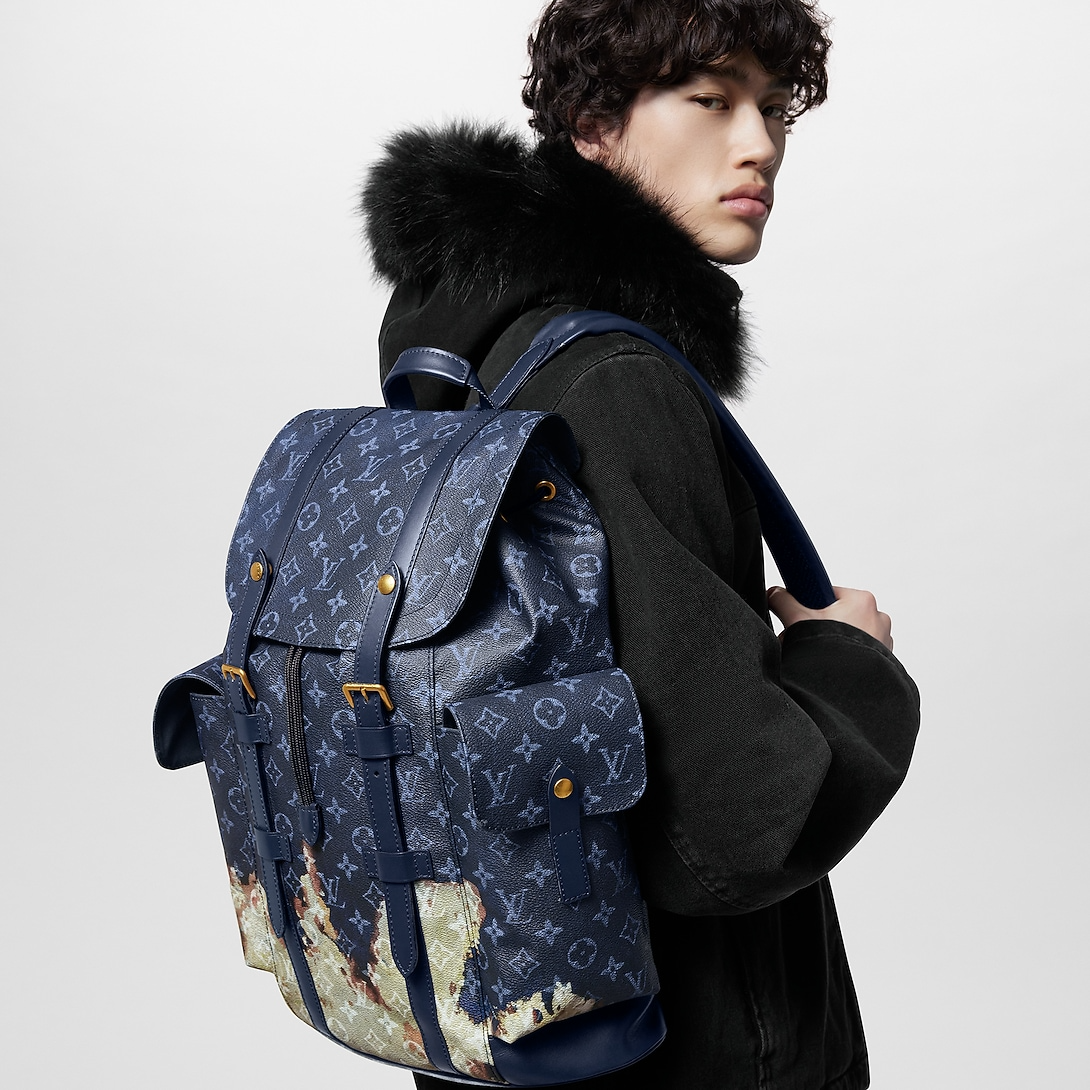 Louis Vuitton Christopher Pm Backpack Blue 48Cm For Men
