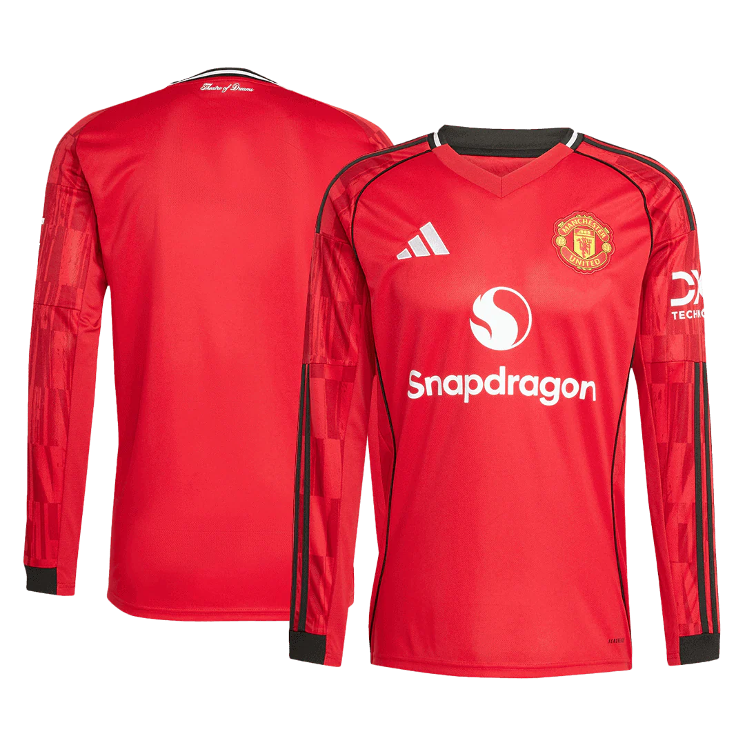 Manchester United Home Long Sleeve Soccer Jersey 2025/26