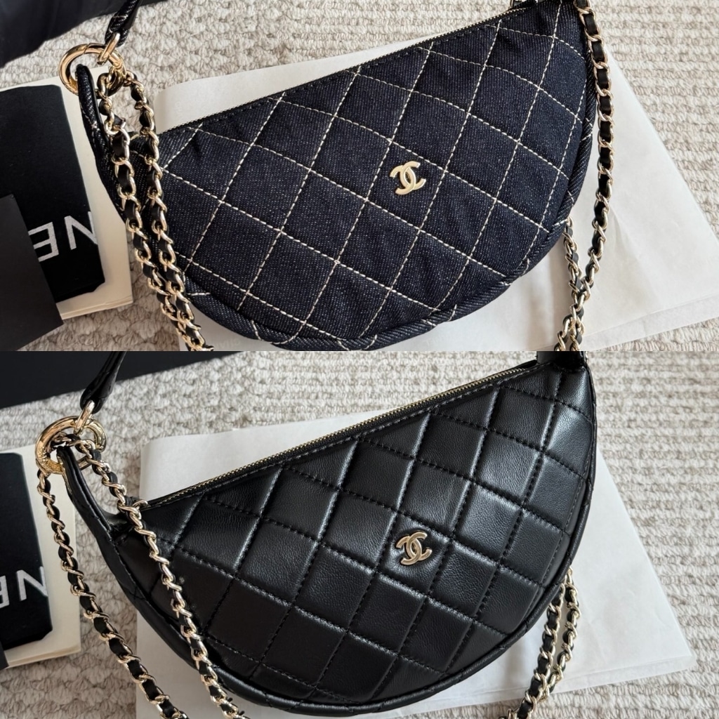 Chanel Clutch With Chain Denim And Gold Tone Metal Dark Blue 22cm AP5094 B23492 U7663