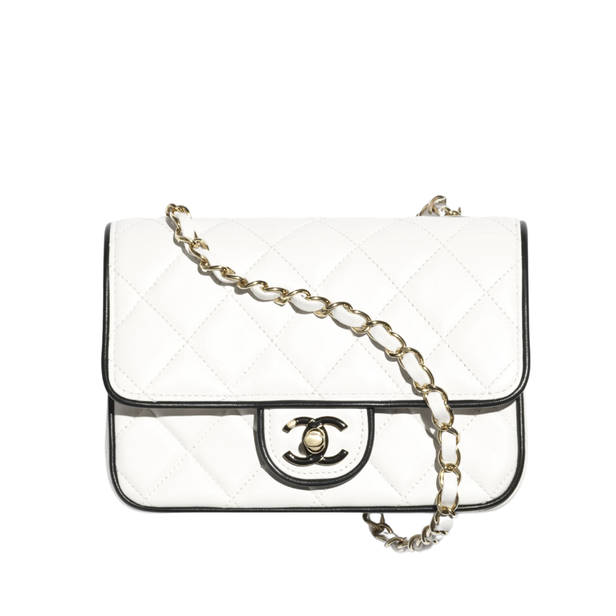 Chanel Small Graphic Frame Flap Bag White 23cm