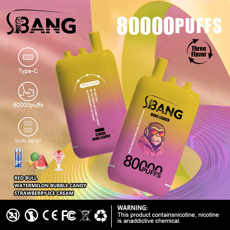 Bang Leader 80K Puffs 3-in-1 Vape | 3 Adjustable Flavors,  Rechargeable