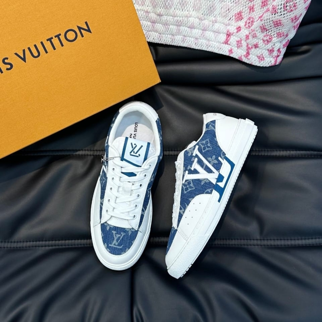 Louis Vuitton Charlie Trainers Monogram Denim White Blue 1AAW2G