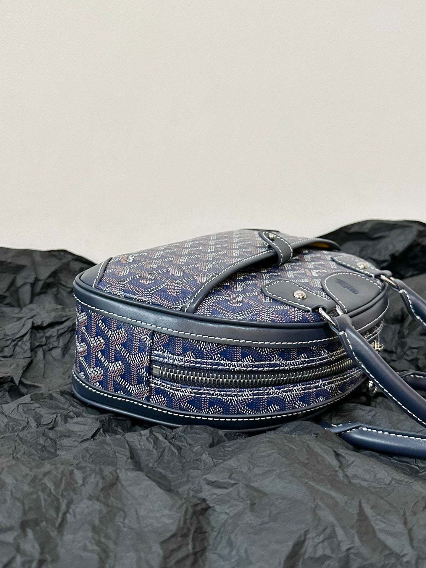 Goyard Goya Bowling Ball Small Navy Blue Canvas 27cm