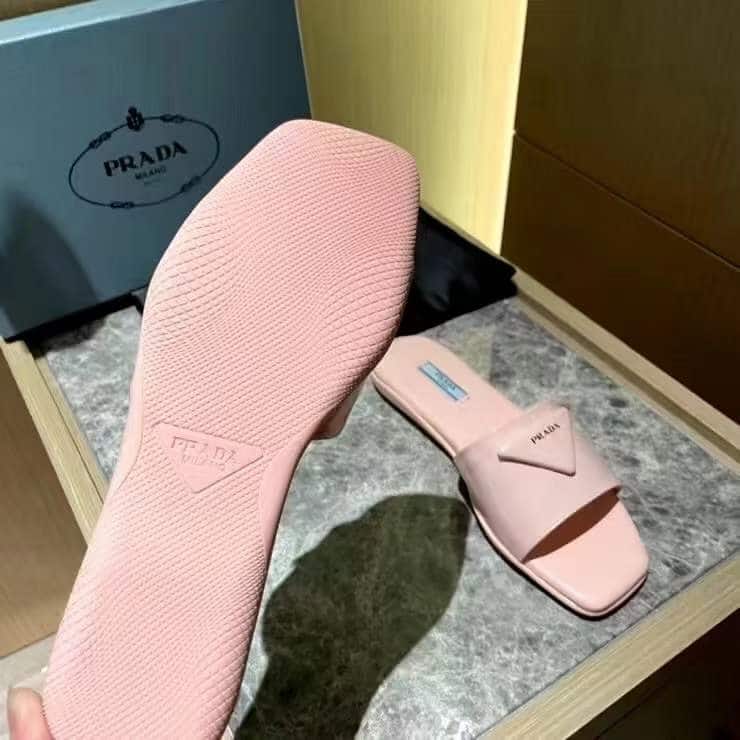 Prada Brushed Leather Slide In Pink
