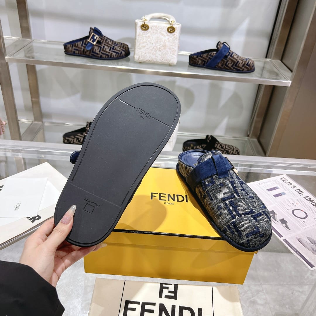 Fendi Feel Ff Mules Denim Blue 8r8448akzpf1pz7