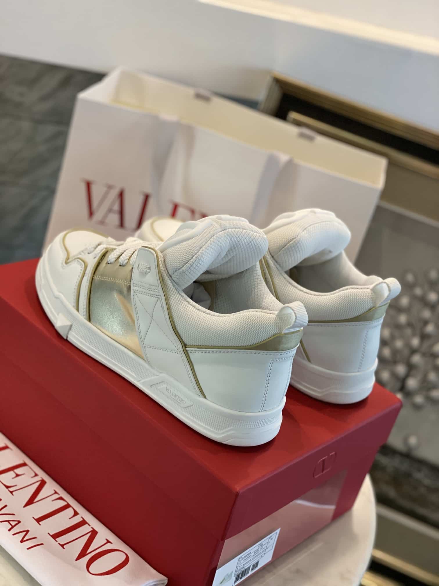 Valentino Garavani Open Skate Sneakers White And Gold