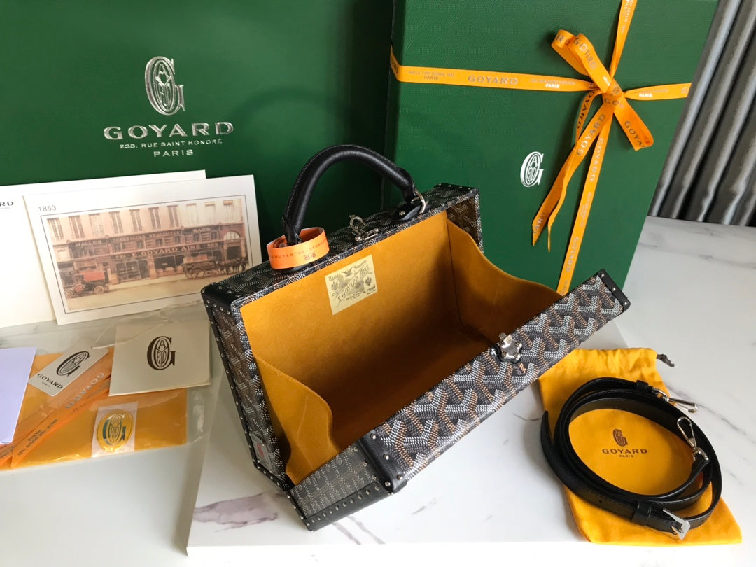 Goyard Grand Hôtel Trunk Bag 24.5cm Black Goyardine Canvas And Calfskin