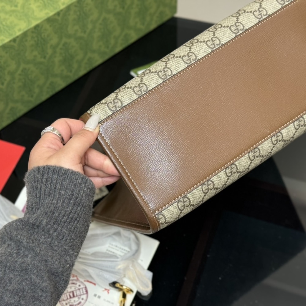 Gucci GG Small Tote Bag Beige Ebony 31Cm ‎‎659983 92TCG 8563