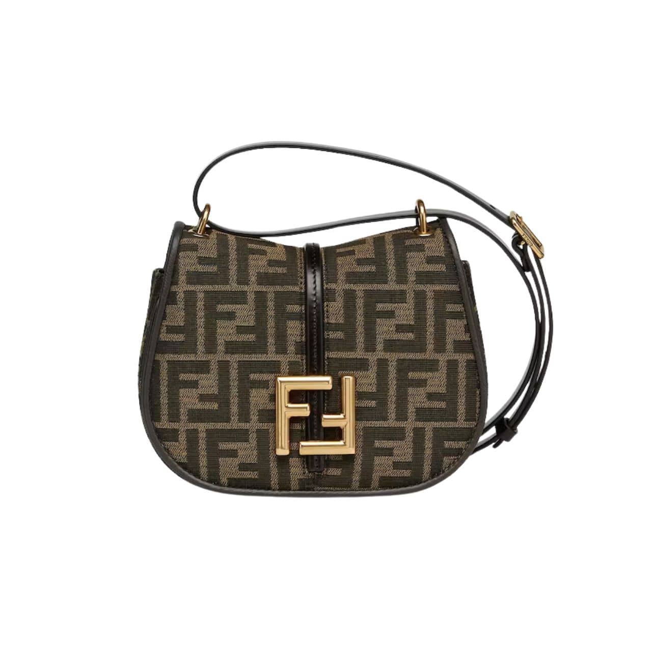 Fendi C’Mon Small Brown Ff Jacquard Fabric Bag 20Cm