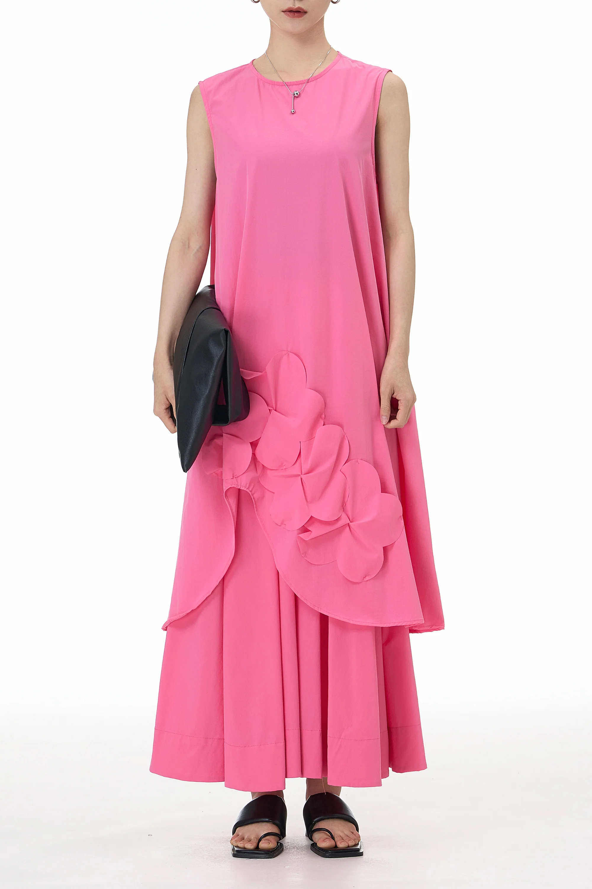 Pink Fleur Appliqué Oversized Dress