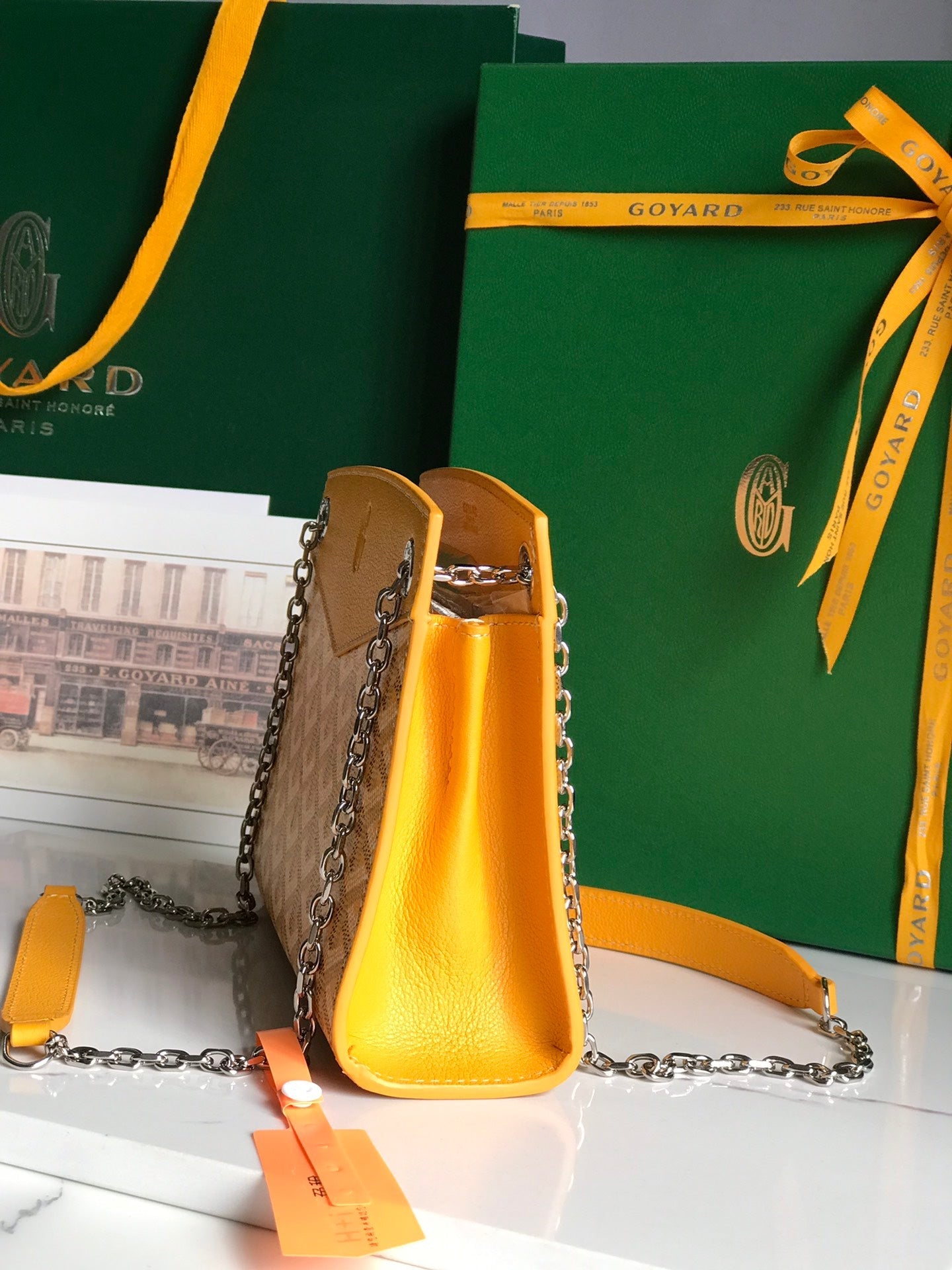 Goyard Rouette Structuré Mini Bag 21 Cm Yellow Goyardine Canvas And Calfskin