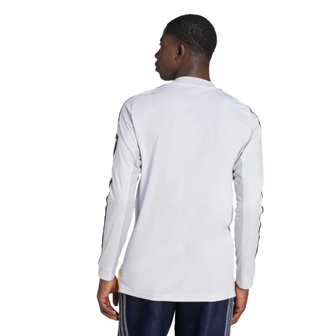 adidas Real Madrid Mbappe Long Sleeve Home Jersey w/ Intercontinental + Champions League Patches 25/26 (White)