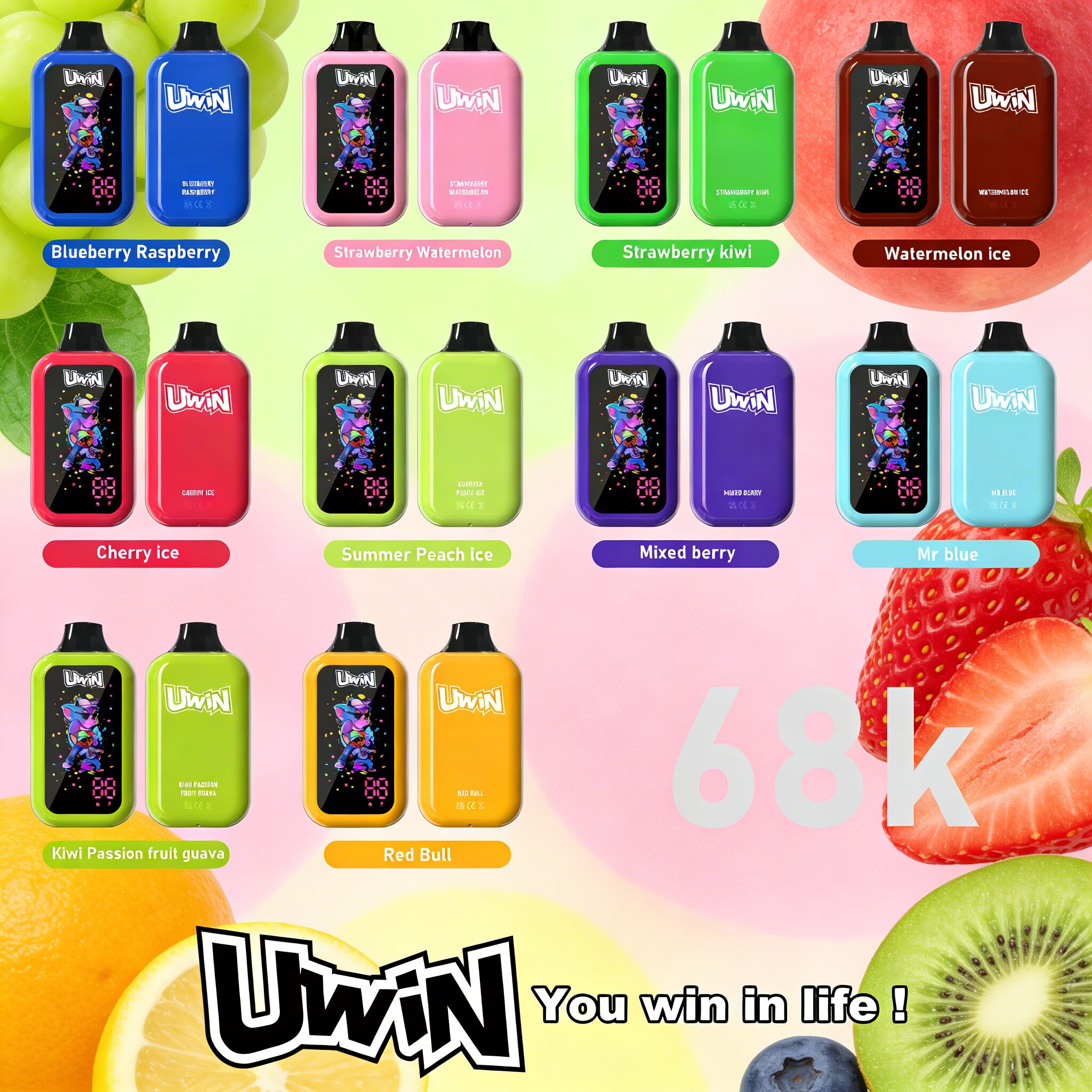 Uwin Digital Box 68000 68K Puffs Original LED Display Edition Disposable Vape