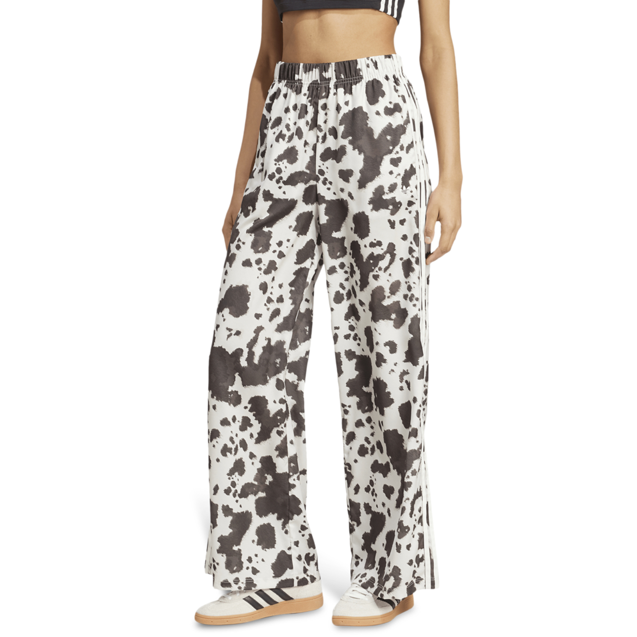 adidas Cow Print Wide Leg Satin Pants