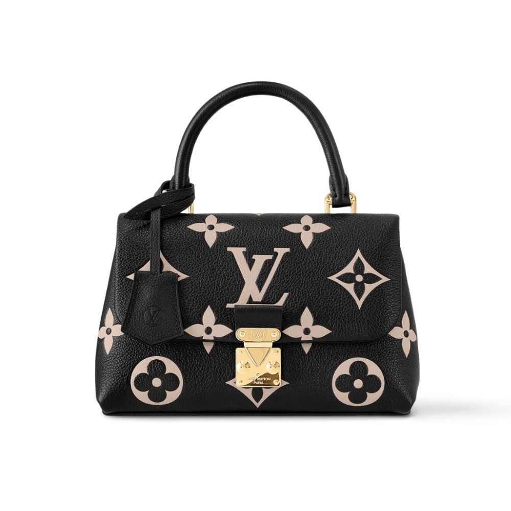 Louis Vuitton Madeleine BB Monogram Empreinte Leather Top Handle Bag Black and Beige 24cm M45978