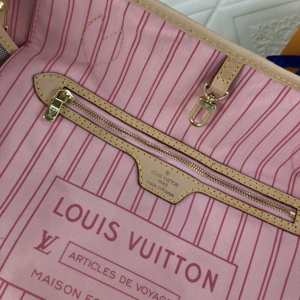 Louis Vuitton Neverfull GM Damier Azur Rose Ballerine Pink 39Cm N40601