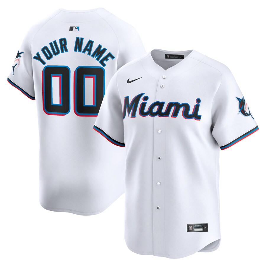 Miami Marlins Home Limited Custom Jersey White