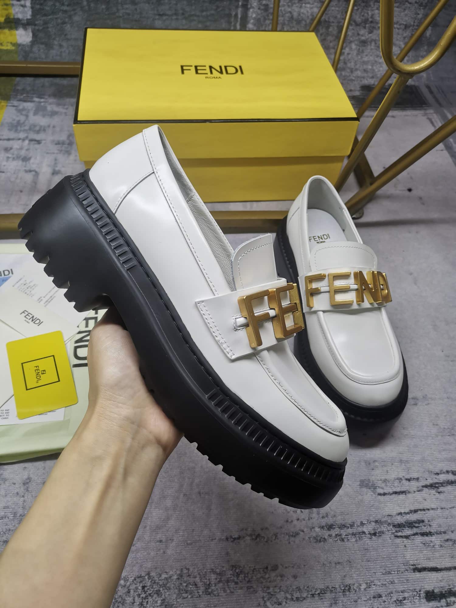 Fendigraphy Smooth Leather Loafers White 8D838369Ff1Iyw