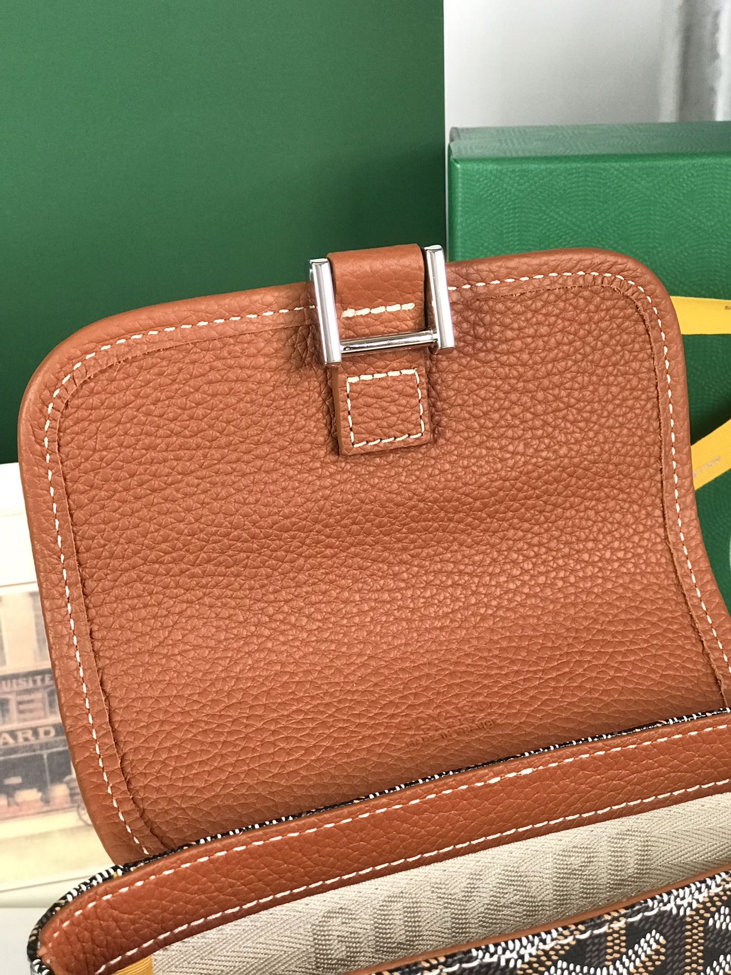Goyard Grand Bleu 16 Cm Black Goyardine Canvas And Tan Lambskin