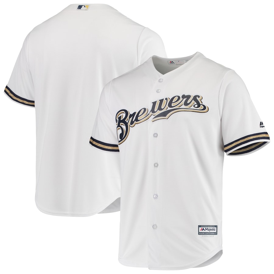 Milwaukee Brewers Majestic Home Official Cool Base Jersey White