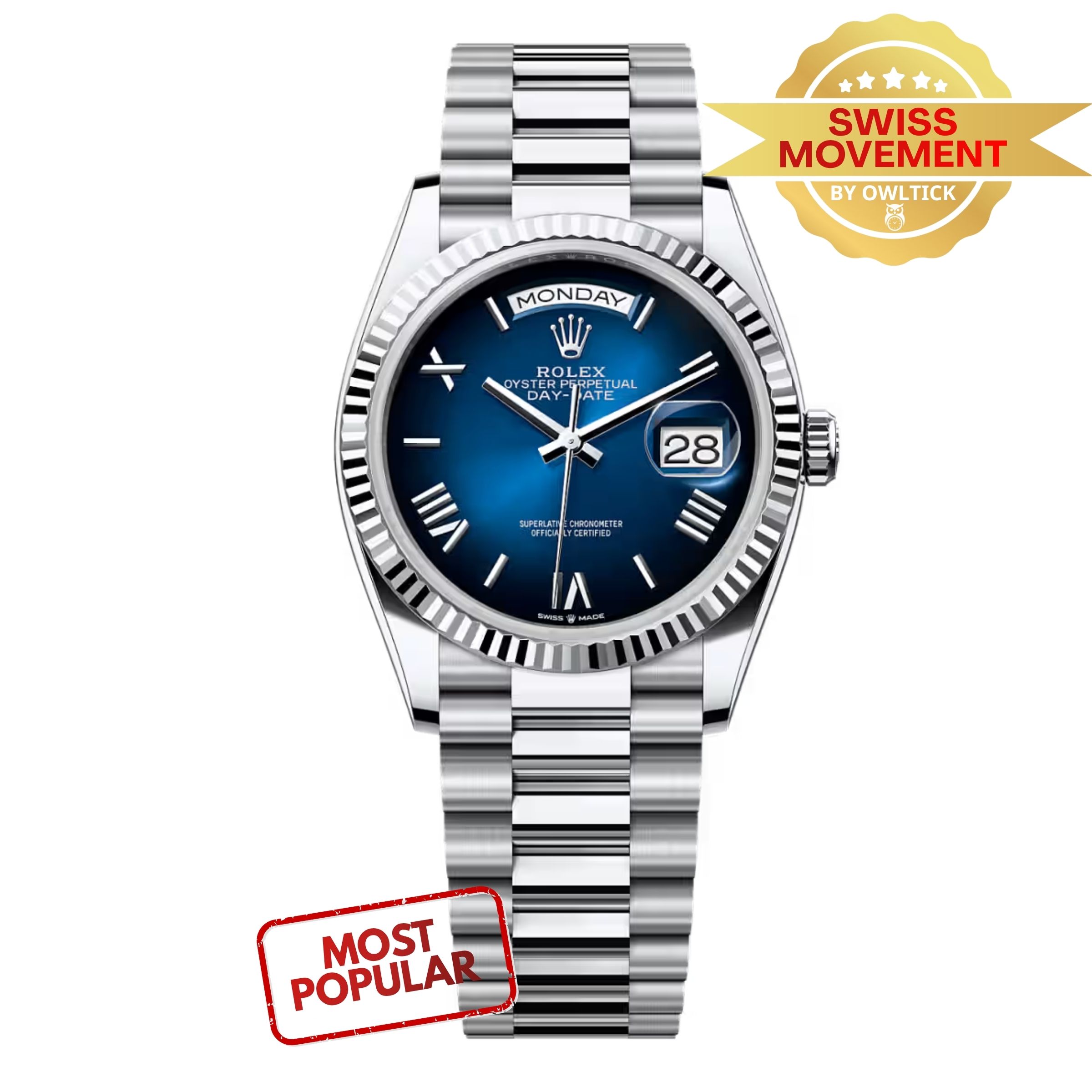 [Superclone] Rolex Day-Date 36mm Blue Ombré Dial President 128236