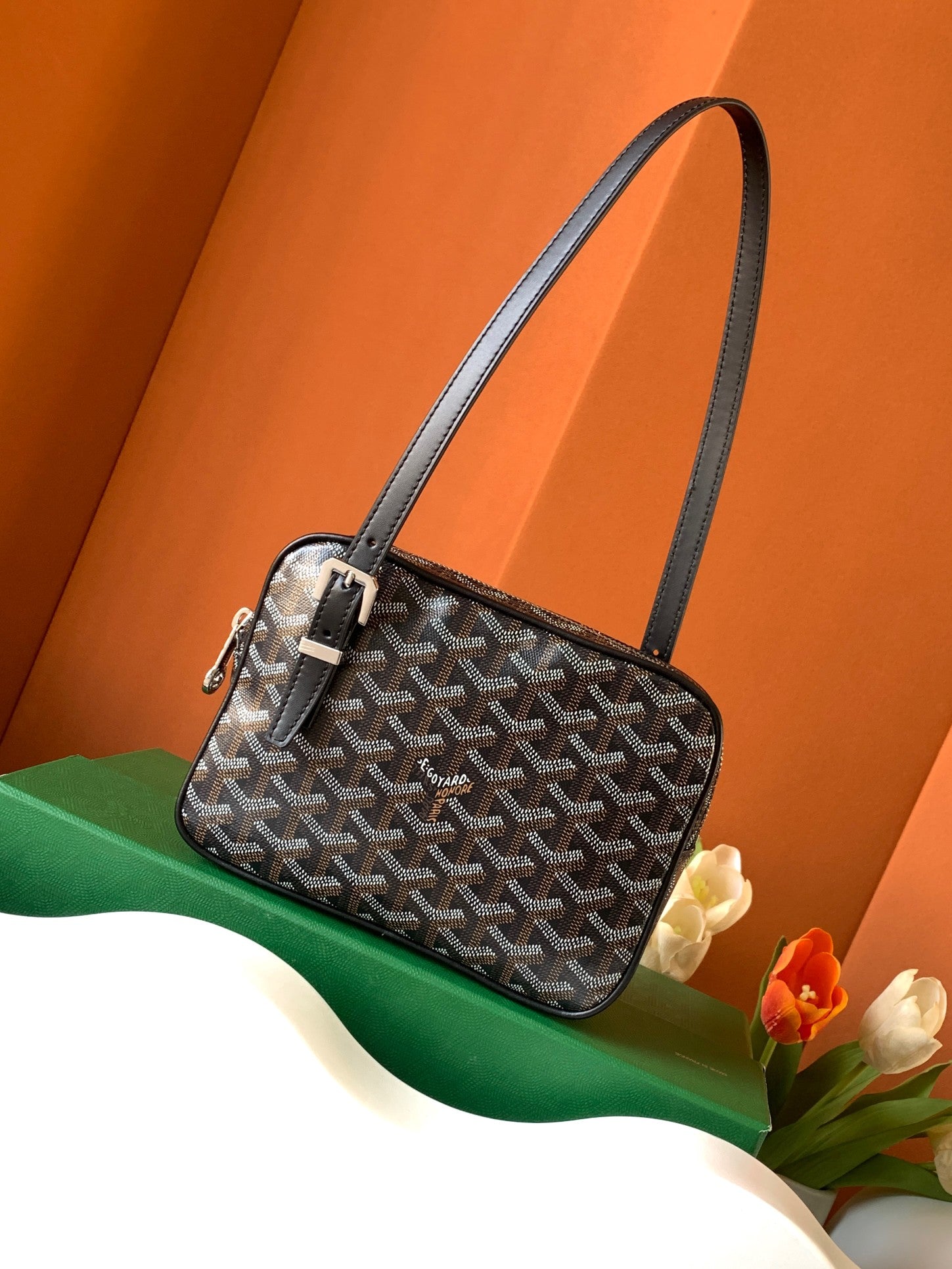 Goyard Yona Bag Coated MM 21Cm Black Canvas