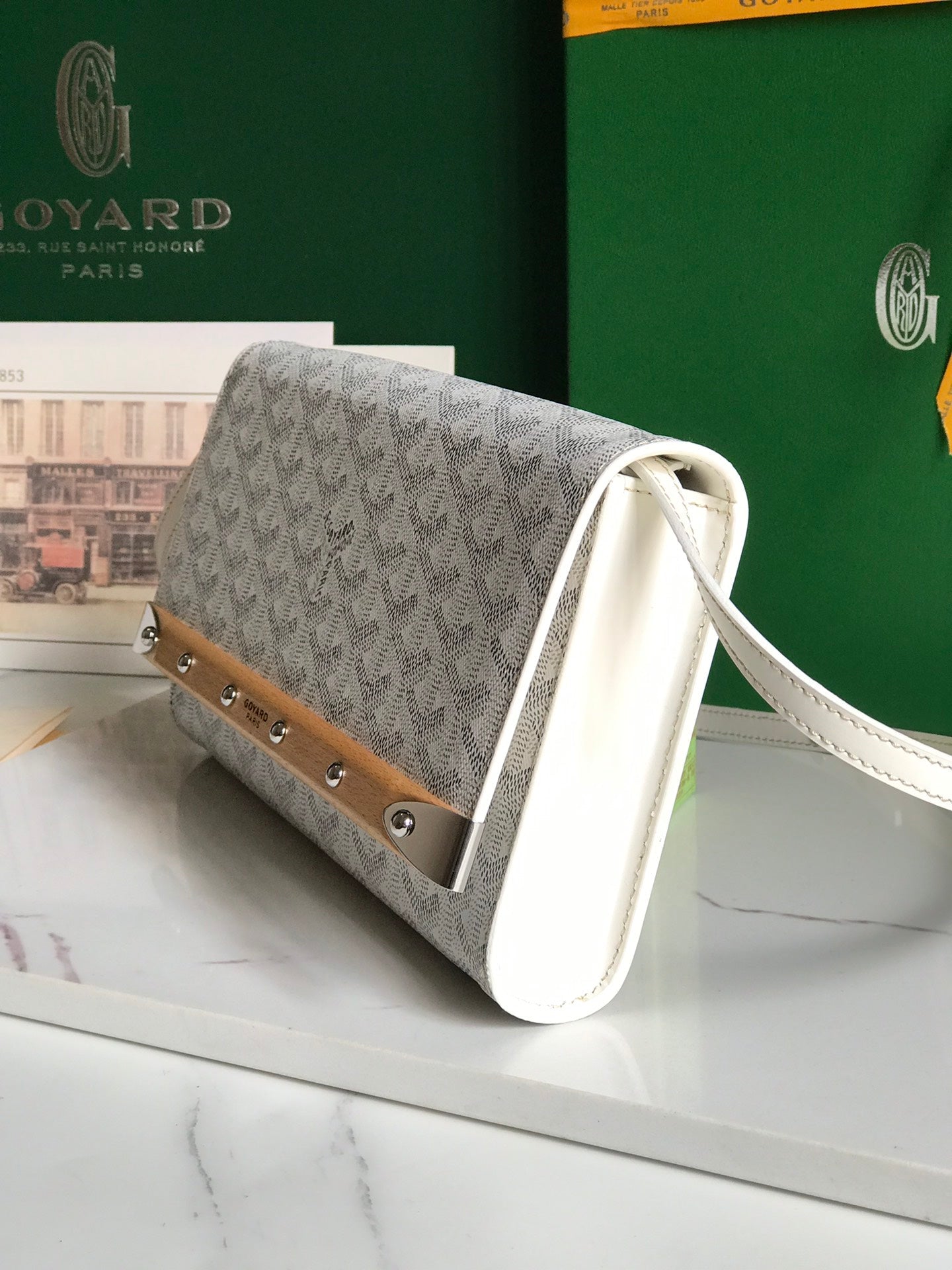 Goyard Monte-Carlo Pm Clutch 25 Cm White Goyardine Canvas