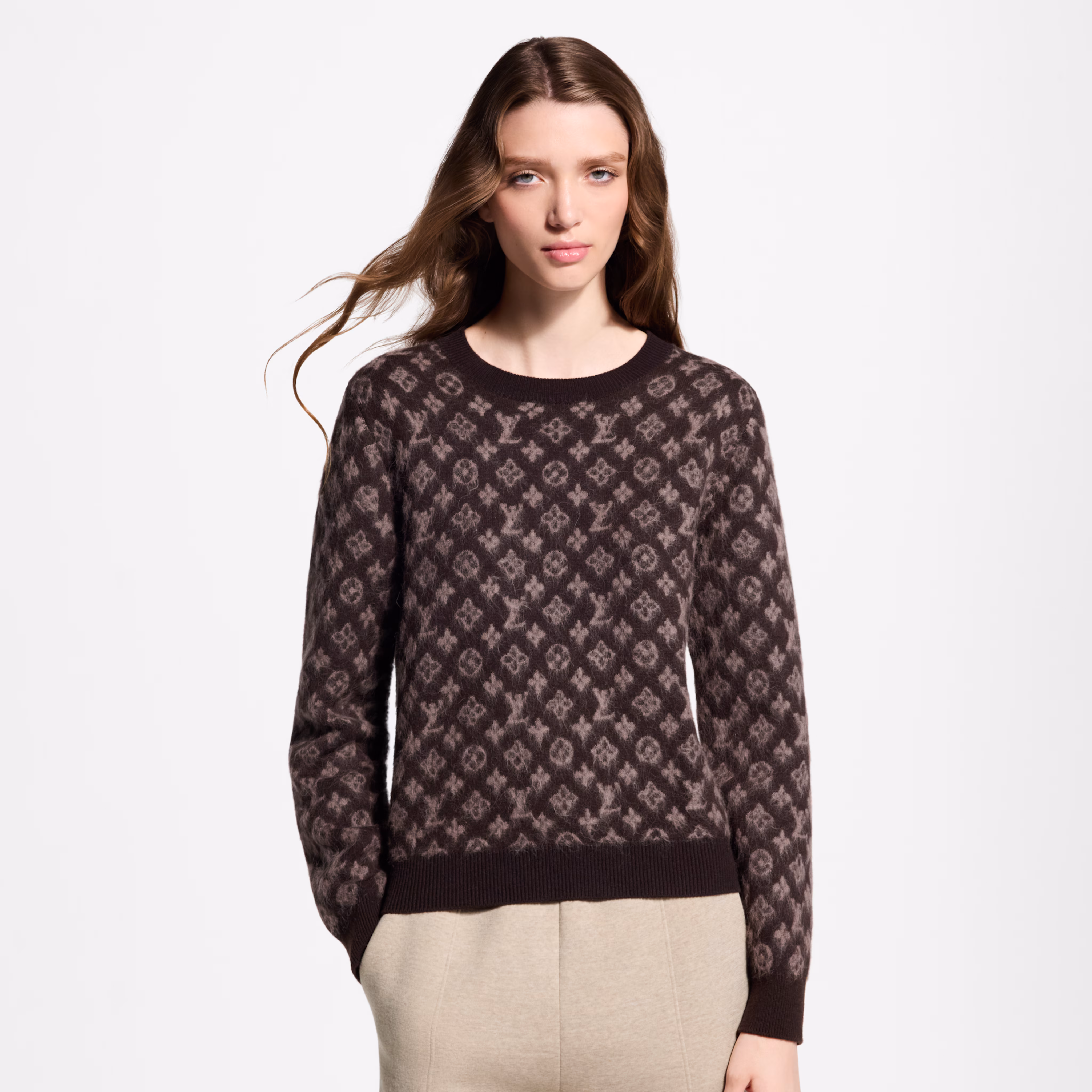 LV 1AKWLW Flight Mode series Brushed Monogram Pattern Pullover