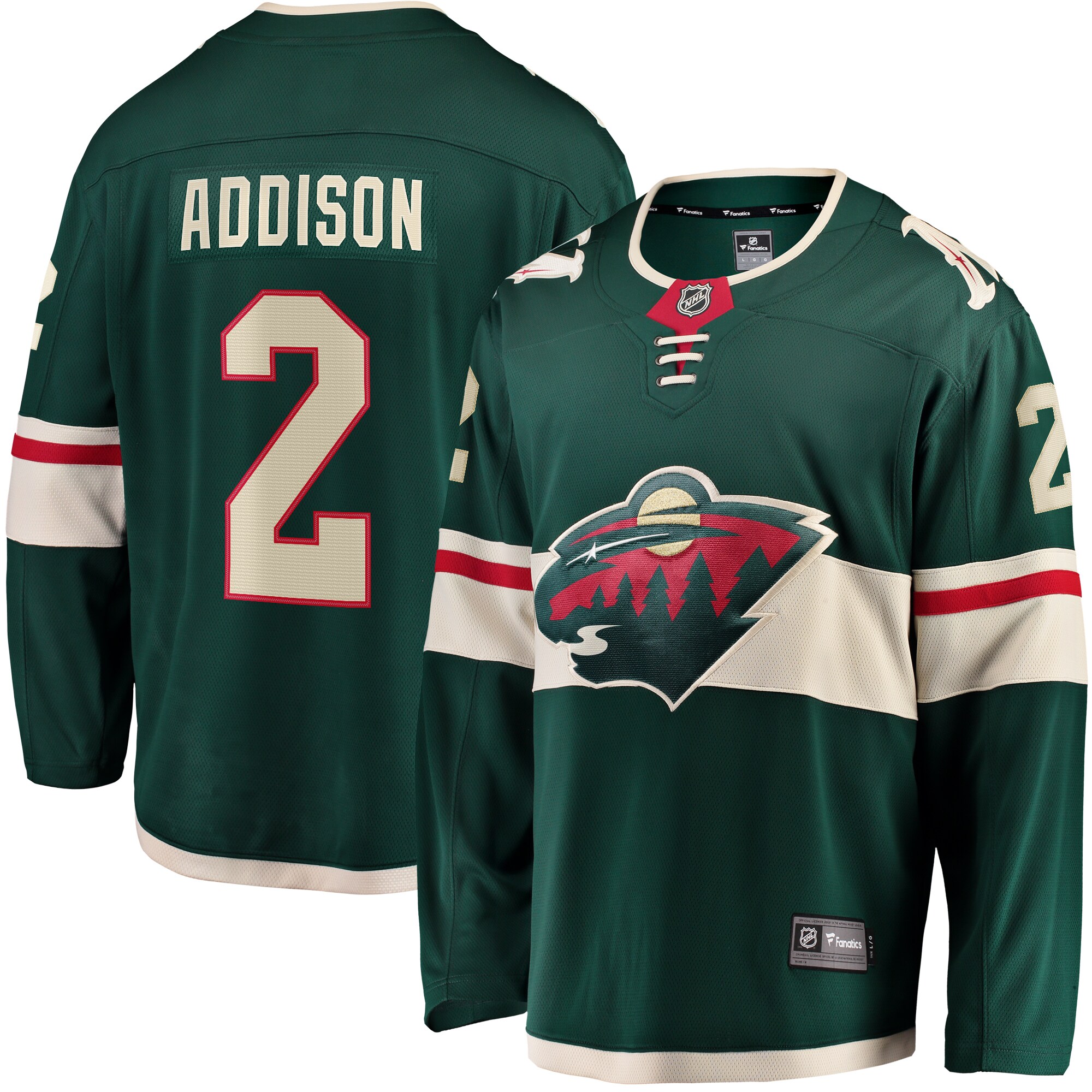 Calen Addison Minnesota Wild Fanatics Home Breakaway Player Jersey – Green