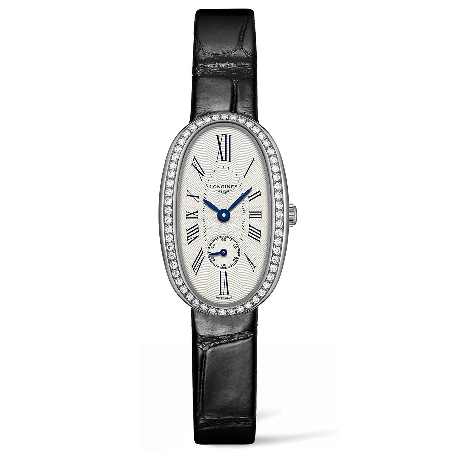 【Super Clone】Longines Women's L23060710 Symphonette Diamond Black Leather Watch
