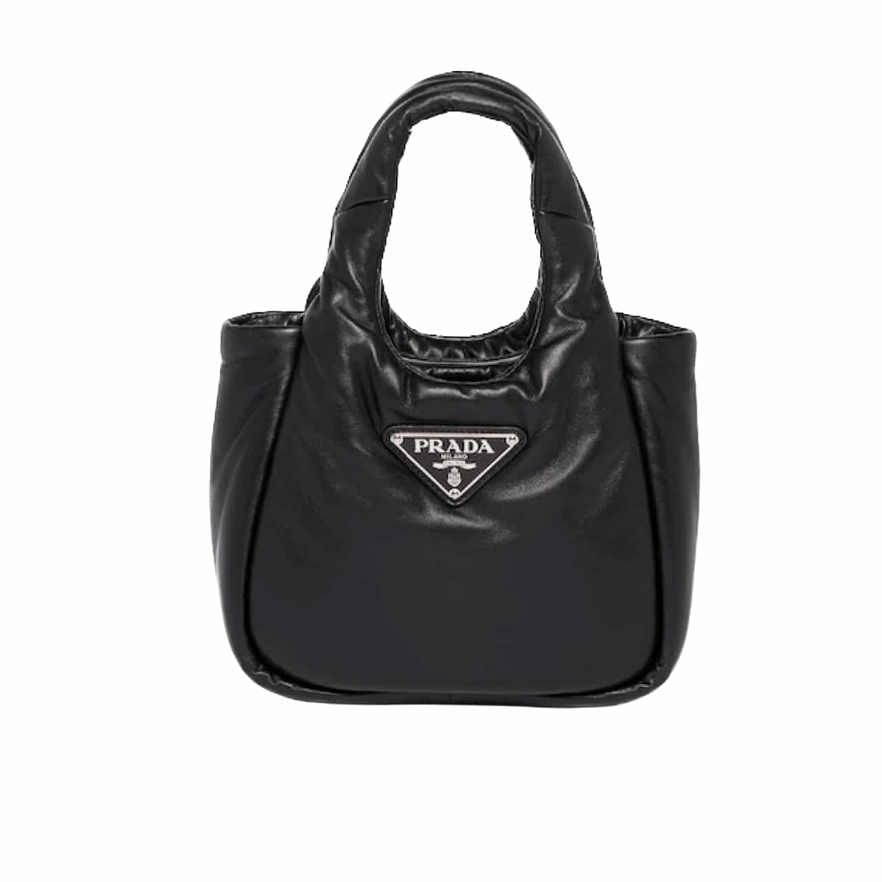 Prada Padded Soft Leather Bag Geranium Black 19Cm