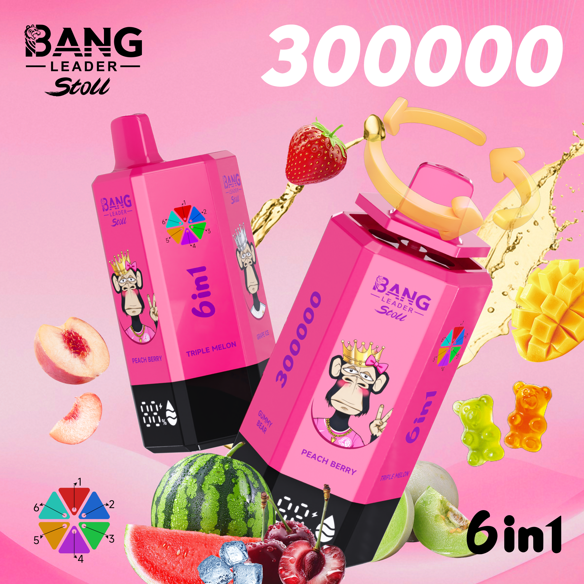 Bang Leader Stoll 300K Puffs 6-in-1 Prefilled Vape | Multi-Flavor,  Rechargeable