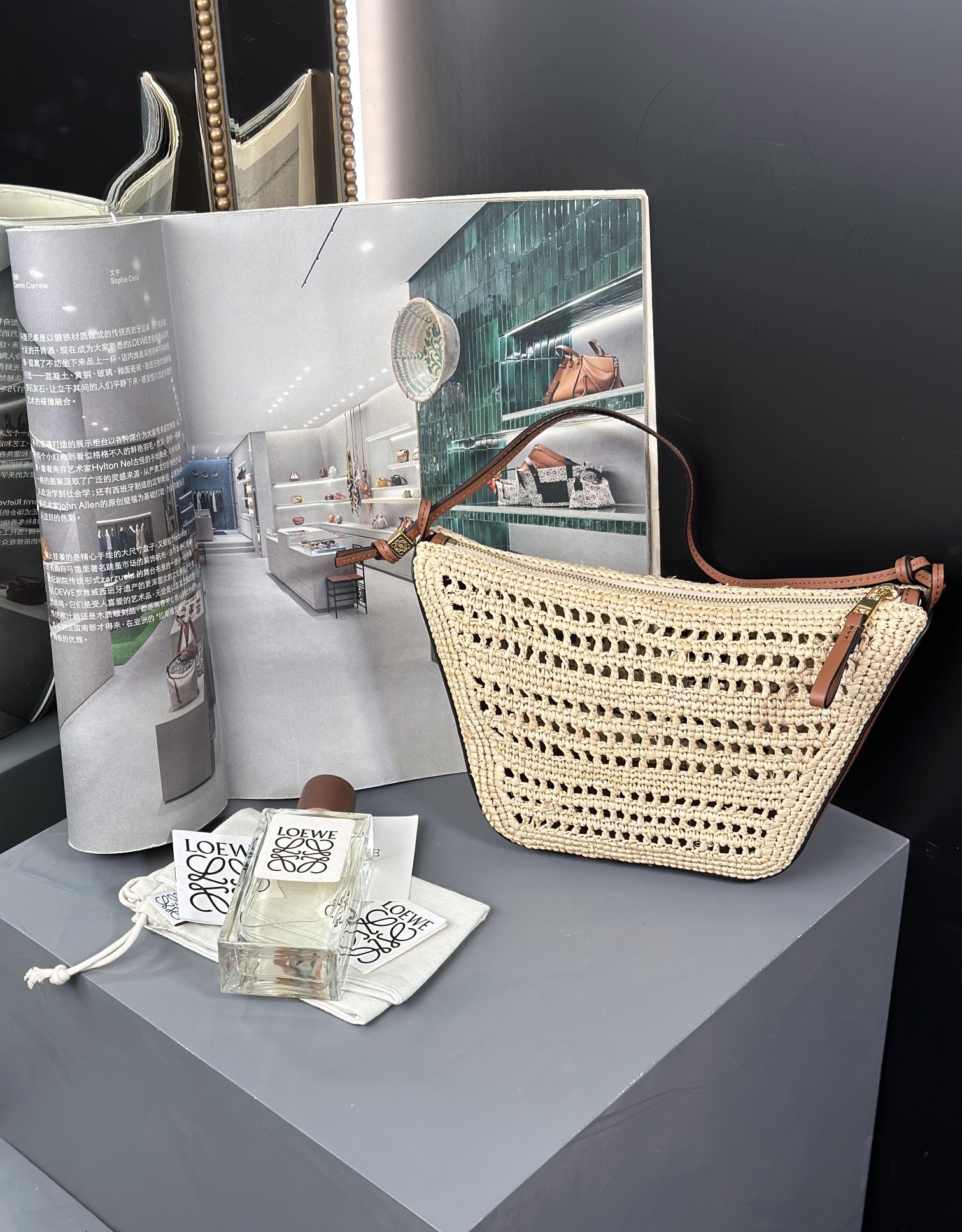 LOEWE Hammock Hobo Raffia Tote