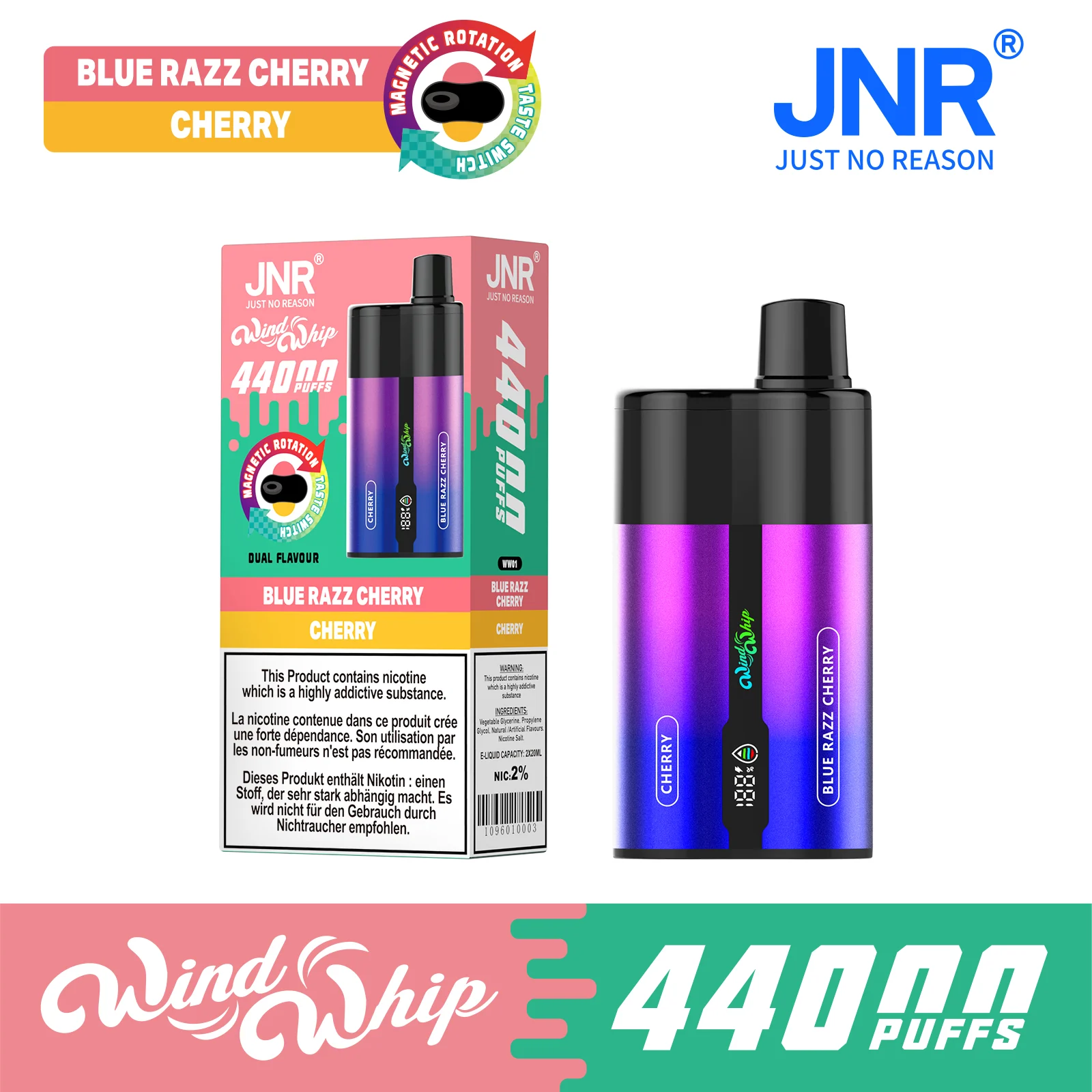 JNR WindWhip 2 in 1 44K Puffs Disposable Vape