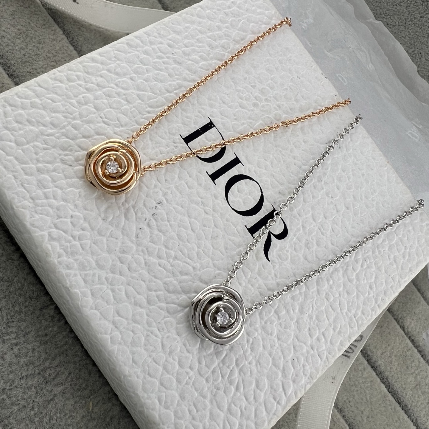 Polished Gold Single-Diamond Rose Necklace