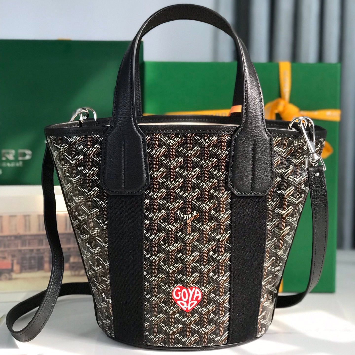 Goyard Small Belharra 24 Cm Black Goyardine Canvas And Lambskin