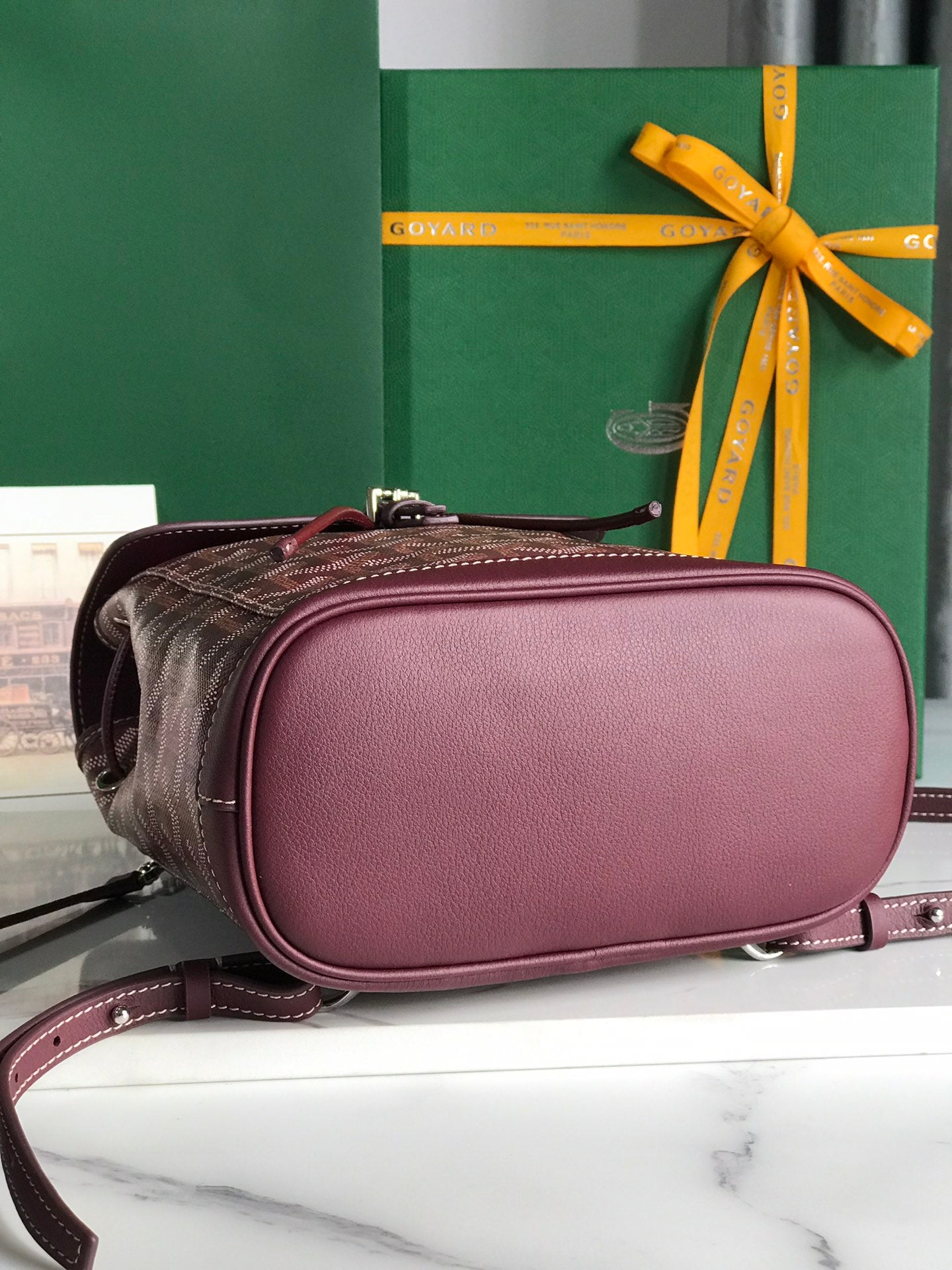 Goyard Alpin Mini Backpack 21 Cm Wine Red Lambskin And Goyardine Canvas