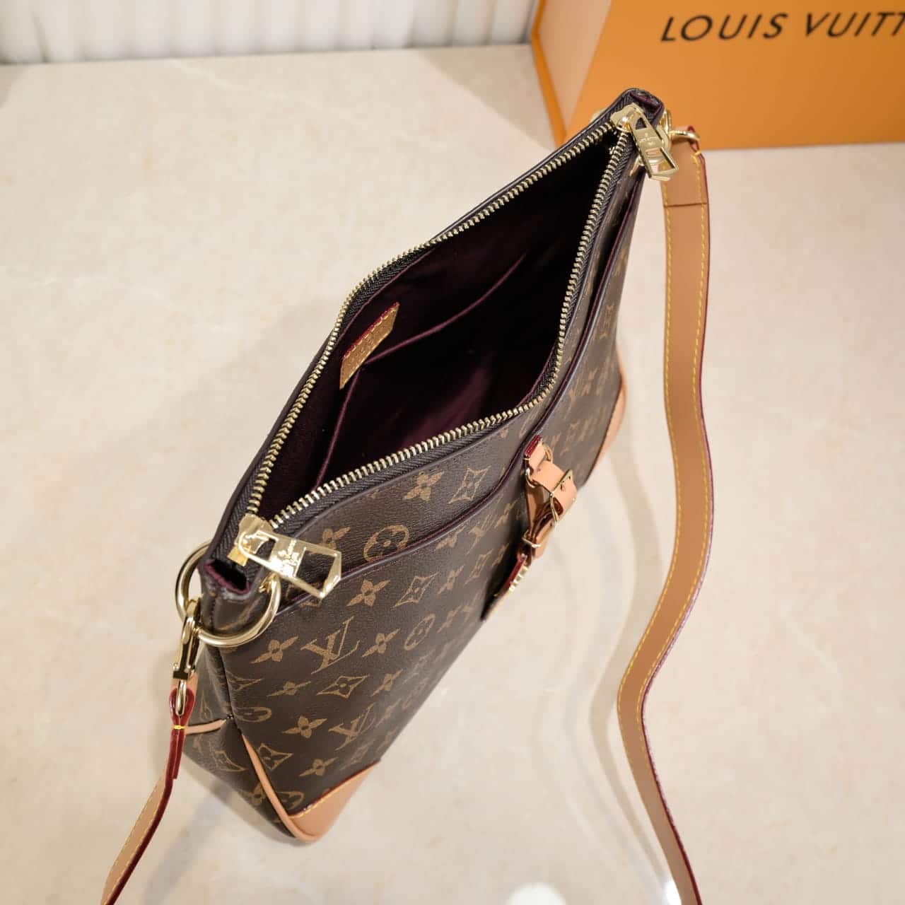 Louis Vuitton Odéon MM Monogram Canvas Shoulder Bag Brown 31 cm M45355