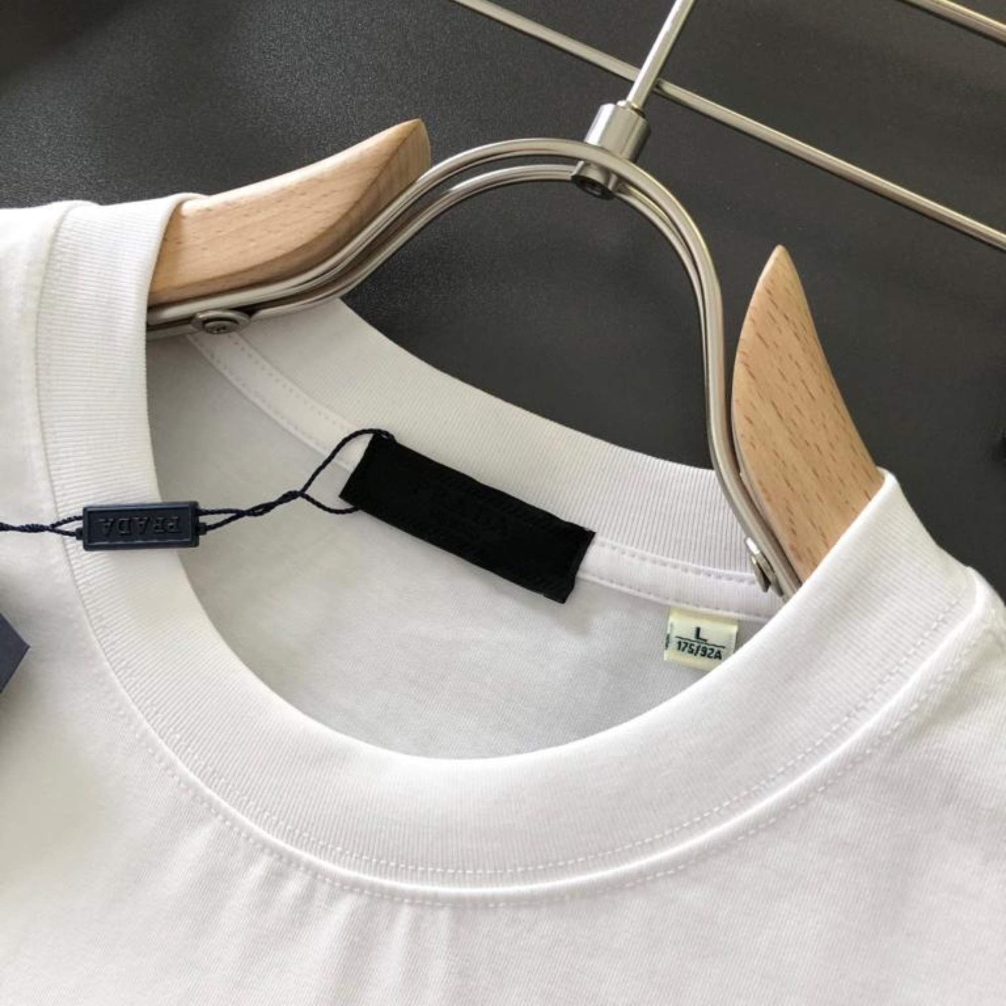 Prada Milano White Black Logo.