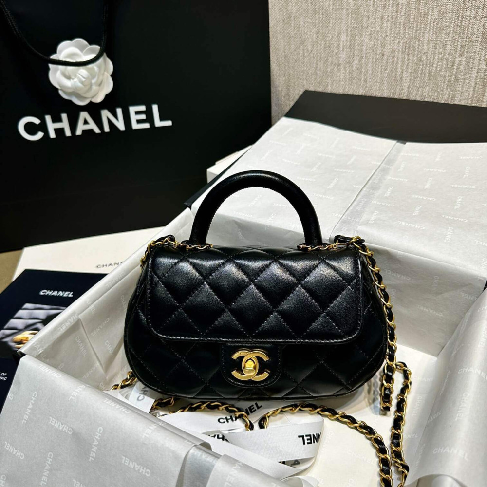 Chanel 24C Quilted Lambskin Small Bag With Top Handle