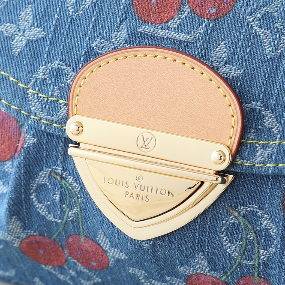 Louis Vuitton X Takashi Murakami Sunset Monogram Cherry Denim Bag 27cm M13680