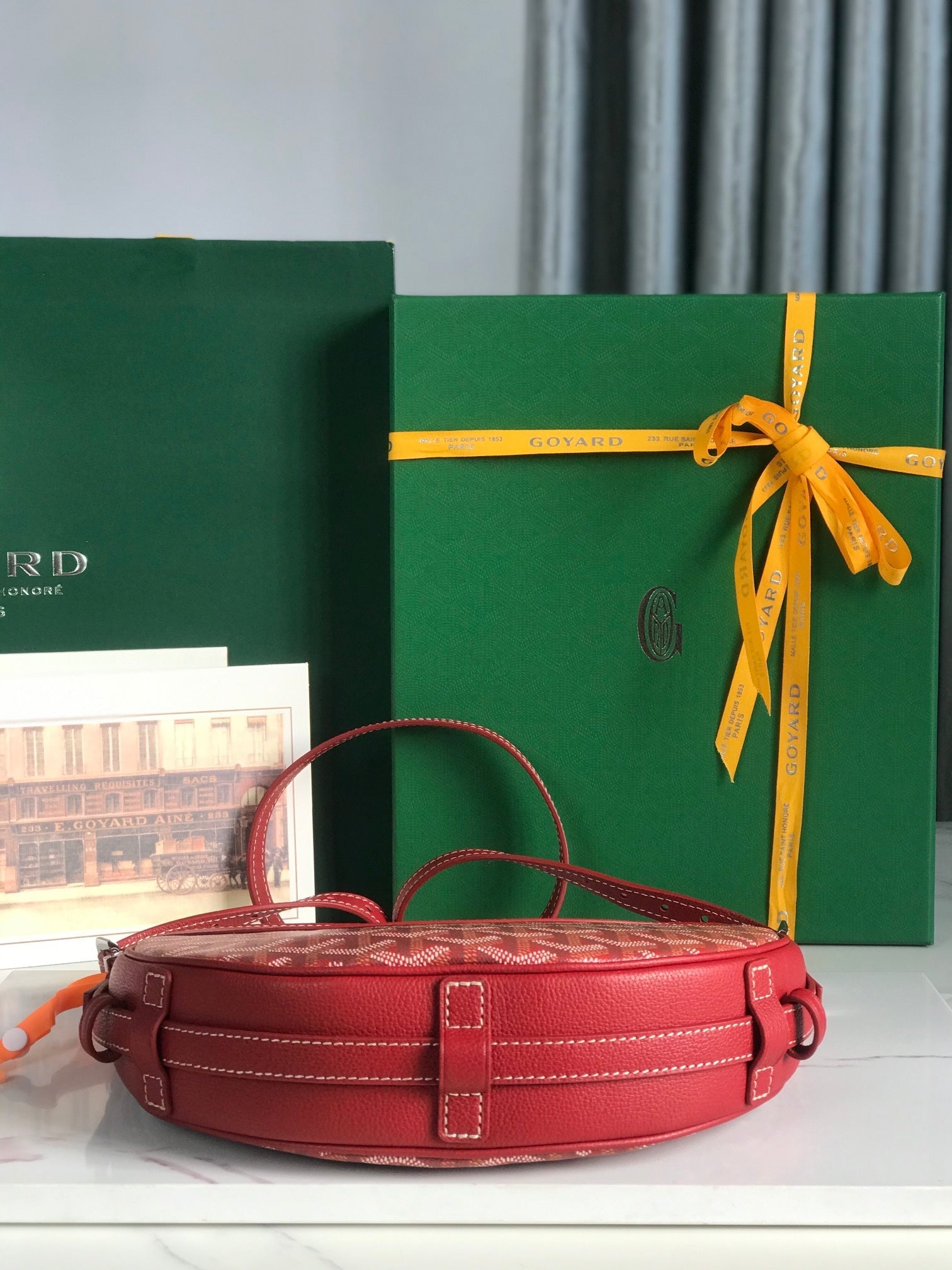 Goyard Hirondelle Bag 25 Cm Classic Red Lambskin And Goyardine Canvas