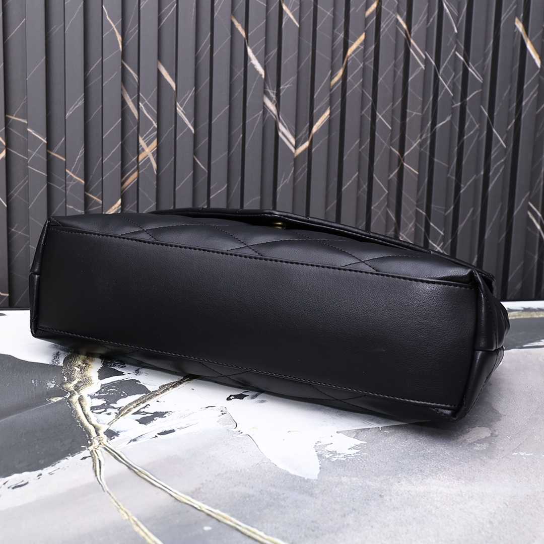 Saint Laurent Sade Puffy Leather Envelope Clutch Bag Black